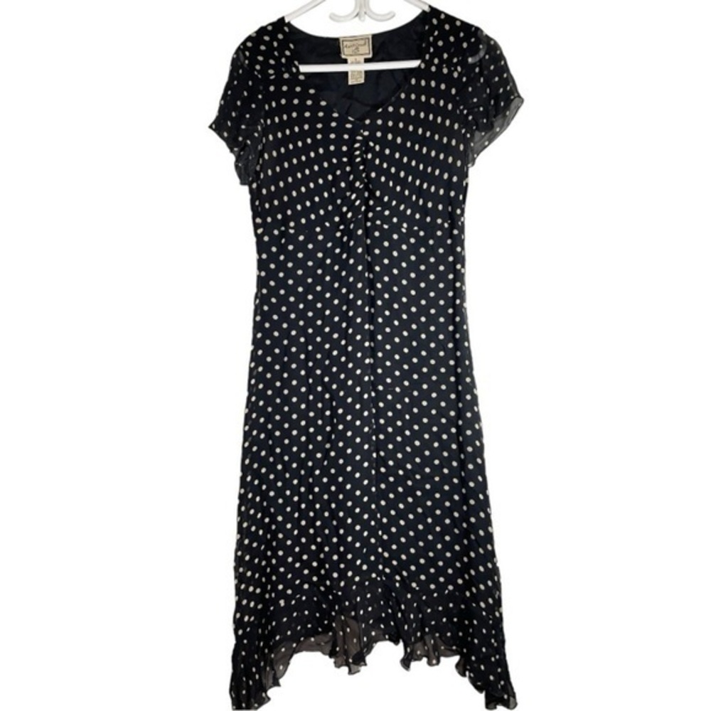 Vintage April Cornell Polka Dots High Low Midi Dress size S